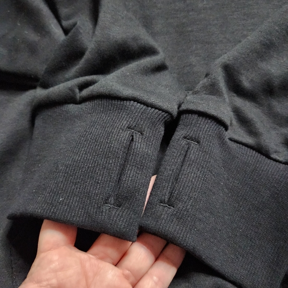 bebe Sport Logo Print Long Sleeve Hooded Pullover Sweatshirt w/ Thumb Holes SzXL - Picture 9 of 14